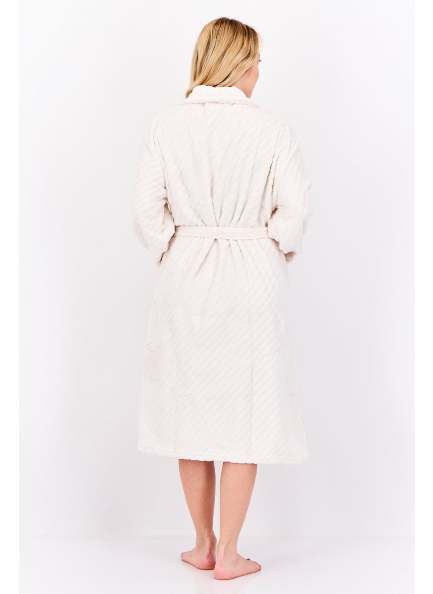 Women Belted Bath Robe, Pink