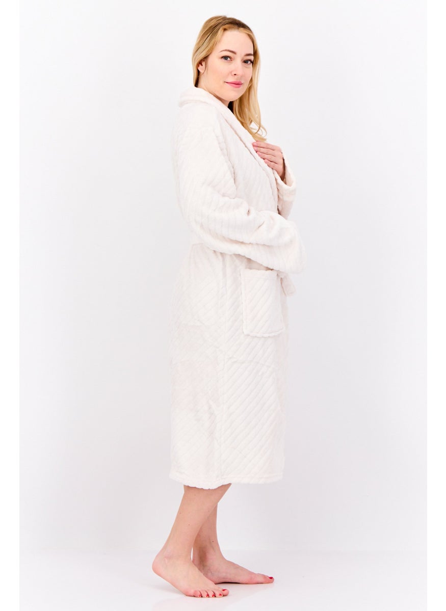 Women Belted Bath Robe, Pink