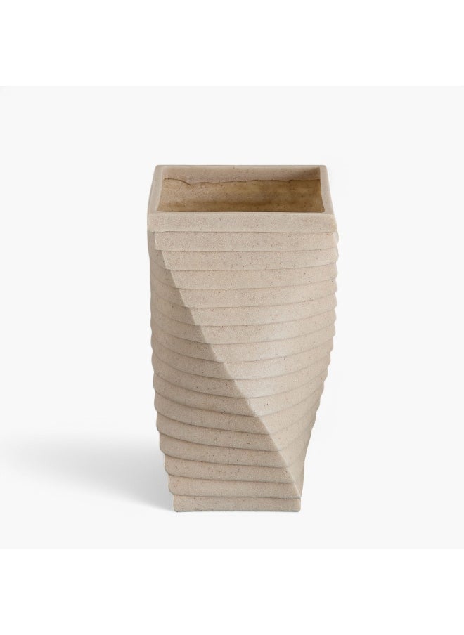 Silton Ribbed Modern Vase - 16x16x30 cm