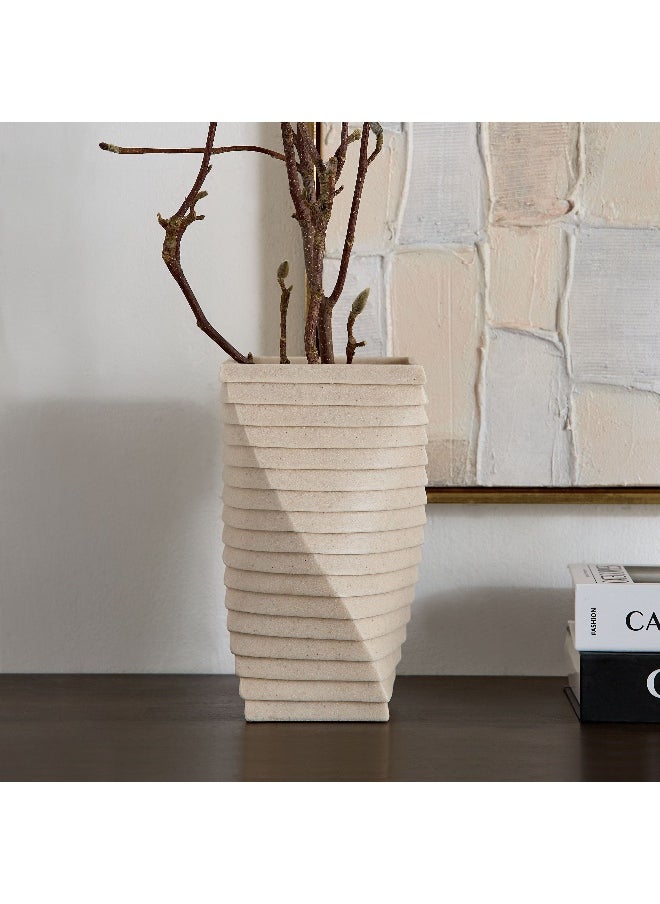 Silton Ribbed Modern Vase - 16x16x30 cm