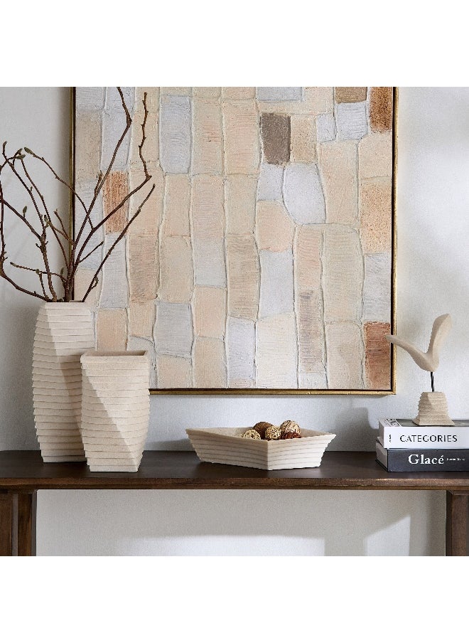 Silton Ribbed Modern Vase - 16x16x30 cm