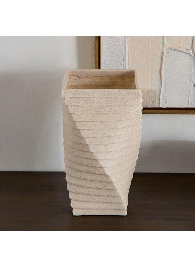 Silton Ribbed Modern Vase - 16x16x30 cm