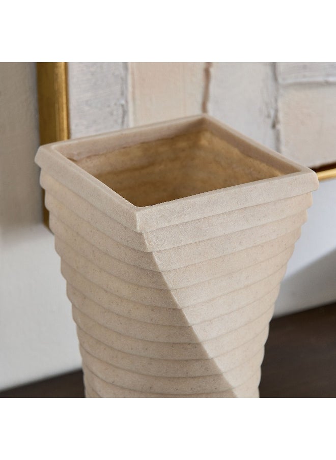 Silton Ribbed Modern Vase - 16x16x30 cm