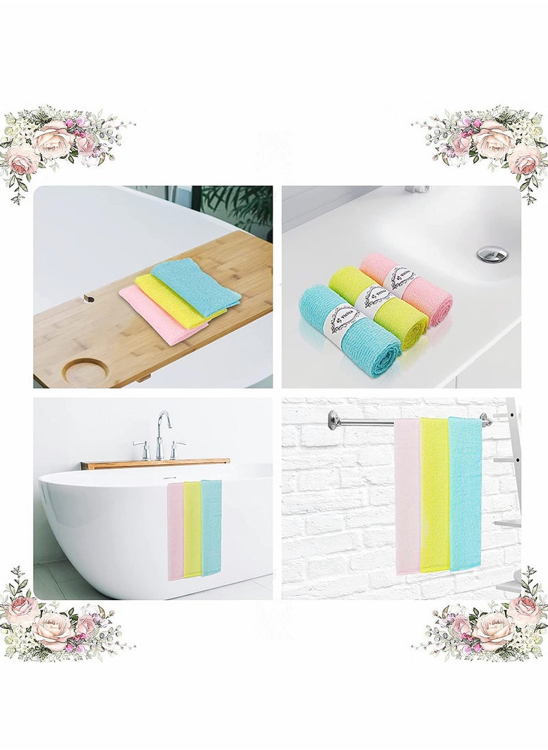 Bath Washcloth, Exfoliating Washcloth Towel 4PCS, Washcloth Nylon Beauty Skin Bath Wash Towel Sponge, Back Scrubber Washer for Shower, Body Scrub Rag Brush Loofah Exfoliator for Body Exfoliation