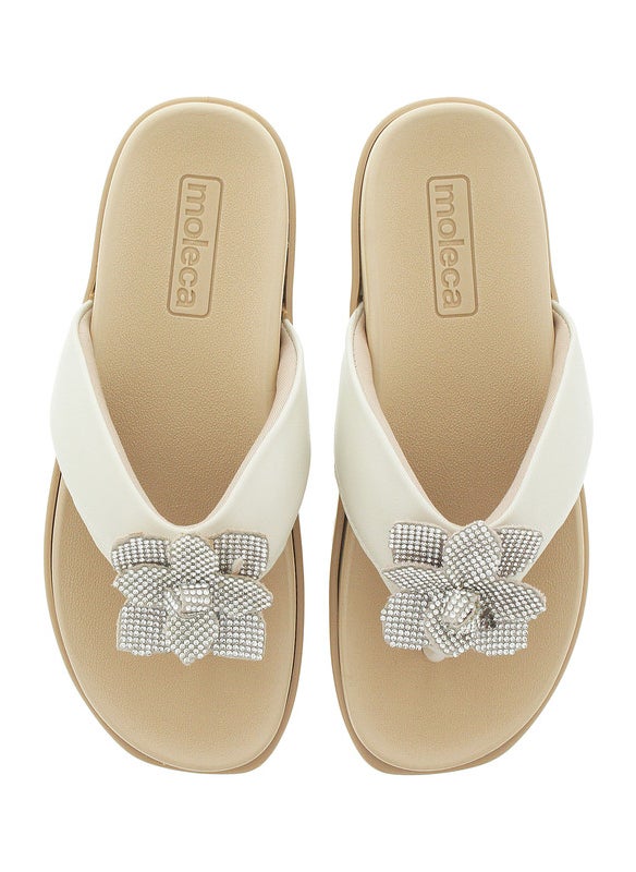 Moleca Ladies Flat Sandals Off White | Made In Brazil