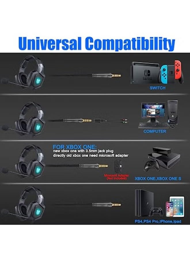 K8 Wired Stereo Gaming Headphones with Mic – Over-Ear Noise-Isolating Headset for PS4, PS5, Xbox One, Xbox Series X/S, Nintendo Switch, PC & Laptop | Deep Bass, Clear Sound, Adjustable Microphone, Comfortable Fit for Long Gaming Sessions