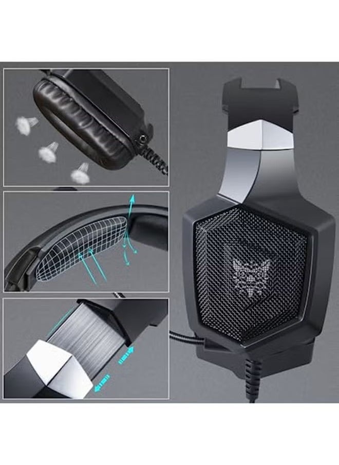 K8 Wired Stereo Gaming Headphones with Mic – Over-Ear Noise-Isolating Headset for PS4, PS5, Xbox One, Xbox Series X/S, Nintendo Switch, PC & Laptop | Deep Bass, Clear Sound, Adjustable Microphone, Comfortable Fit for Long Gaming Sessions