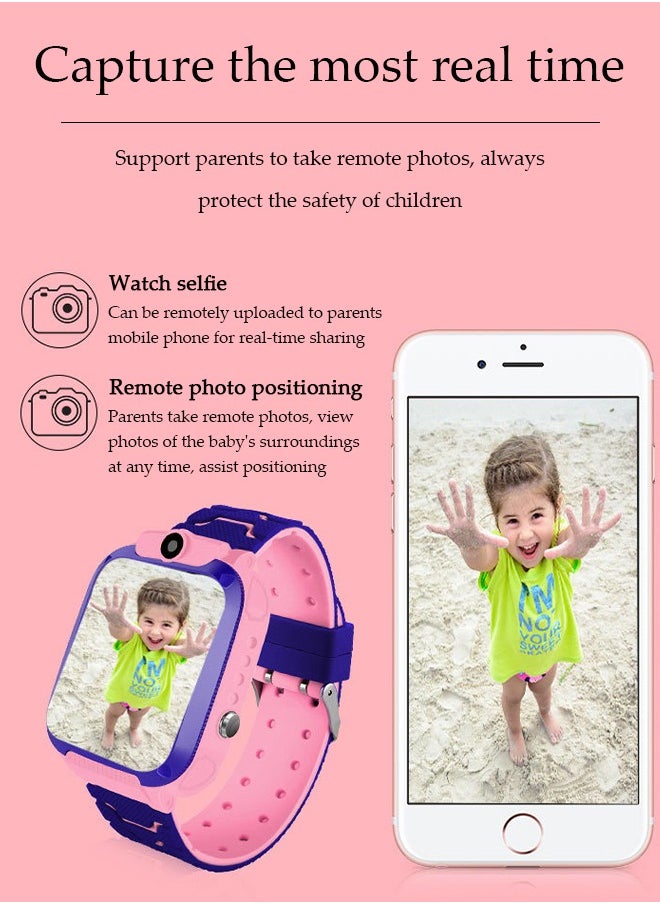 Children's smartwatch, IP67 waterproof system can locate phone watch, with high definition touch screen ，camera, music player, alarm clock and other functions, 400mAh