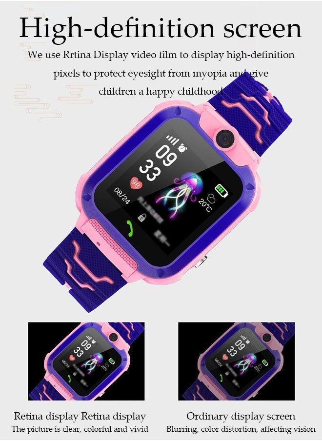Children's smartwatch, IP67 waterproof system can locate phone watch, with high definition touch screen ，camera, music player, alarm clock and other functions, 400mAh