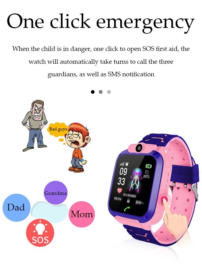 Children's smartwatch, IP67 waterproof system can locate phone watch, with high definition touch screen ，camera, music player, alarm clock and other functions, 400mAh