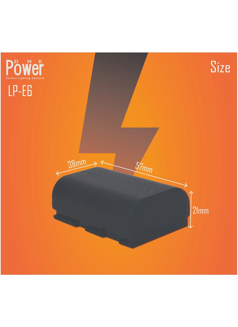 DMK Power LP-E6 LP-E6N 1800 mAh Battery Compatible with Canon EOS R 60D 70D 80D 5D II 5D III 5D IV 5Ds 6D 6D Mark II 7D 7D Mark II C700 XC10 XC15 Cameras