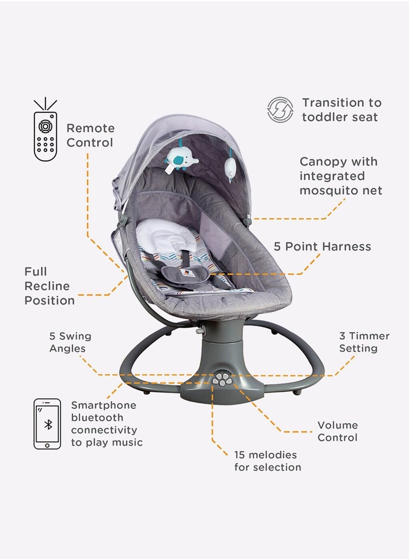 3-in-1 Electric Baby Rocker and Bouncer with Canopy, Soothing Music & Hanging Toys –