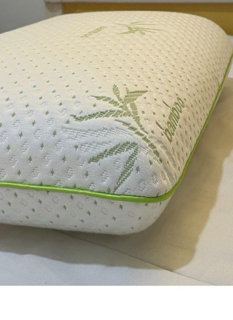 Bamboo Memory Foam Pillow with Removable Bamboo Rayon Cover | Hypoallergenic & Breathable| 60x40x13cm