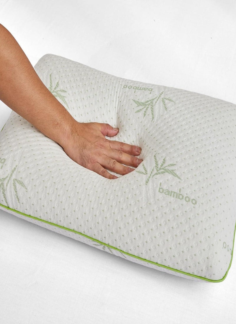 Bamboo Memory Foam Pillow with Removable Bamboo Rayon Cover | Hypoallergenic & Breathable| 60x40x13cm