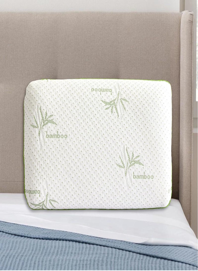 Bamboo Memory Foam Pillow with Removable Bamboo Rayon Cover | Hypoallergenic & Breathable| 60x40x13cm