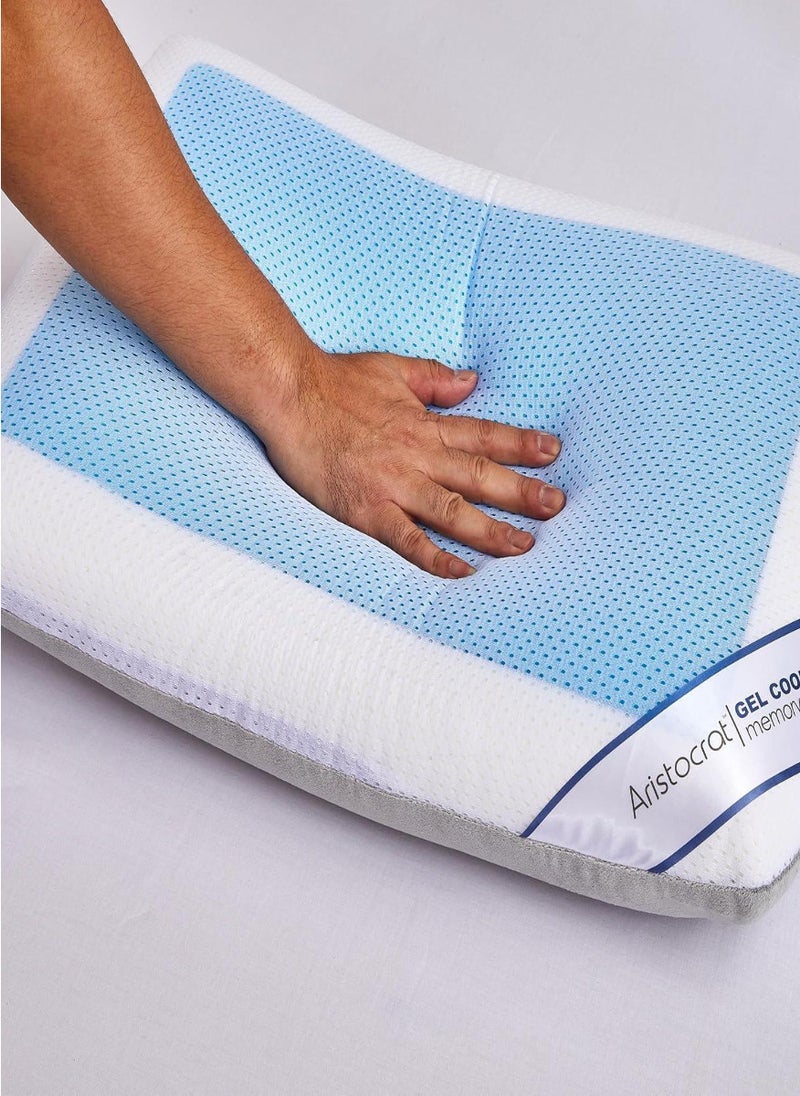 Cool Gel Deluxe Memory Foam Pillow with Cooling Technology and Removable Cover - 60x40x13cm
