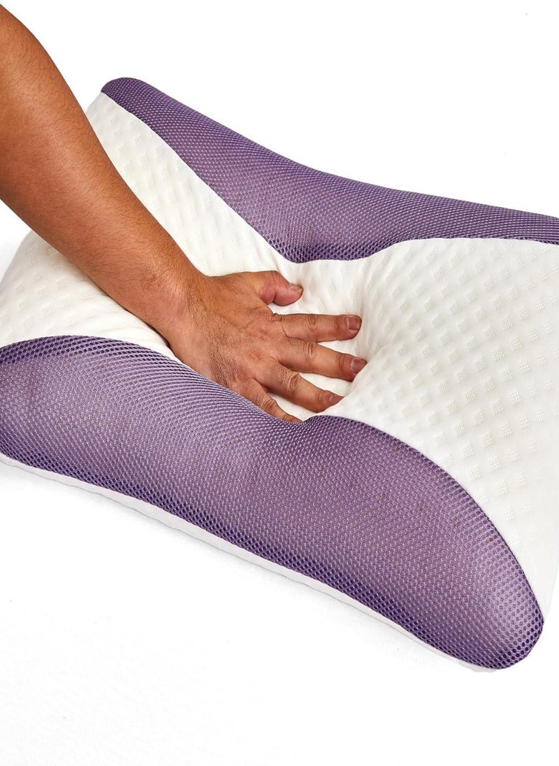 Lavender Infused Memory Foam Pillow | Hypoallergenic & Breathable |Removable cover - 60x40x12cm