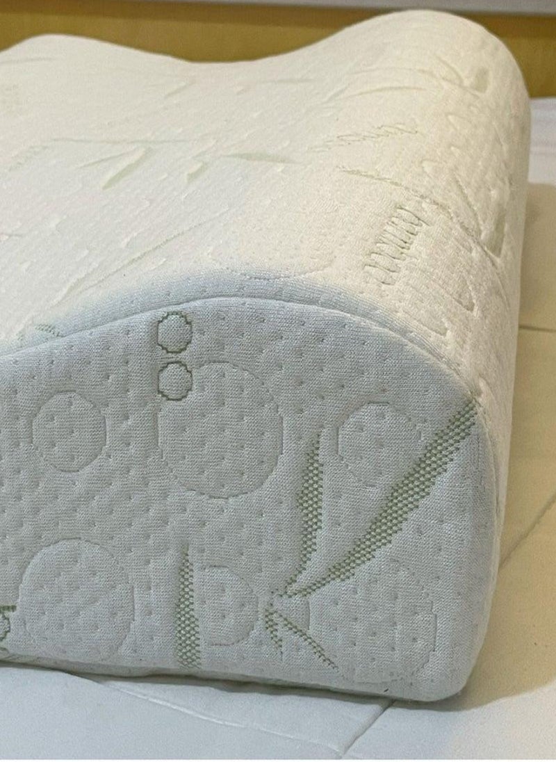 Bamboo Contour Memory Foam Pillow | Provides support and alignment for your head and neck | Removable cover & Hypoallergenic - 60x40x10/12cm