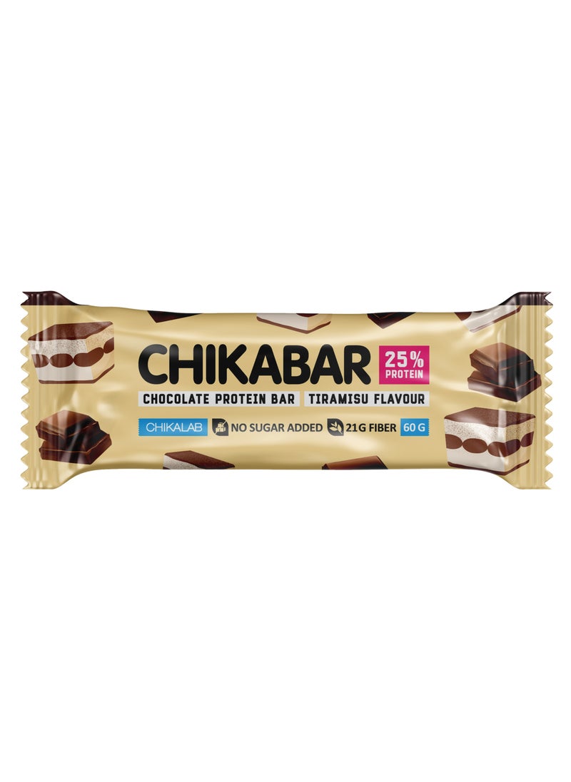 Chikabar Chocolate Protein Bar Tiramisu Flavor No Sugar Added 12x60g