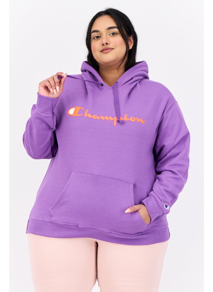 Women Plus Size Long Sleeves Outdoor Hoodies, Purple
