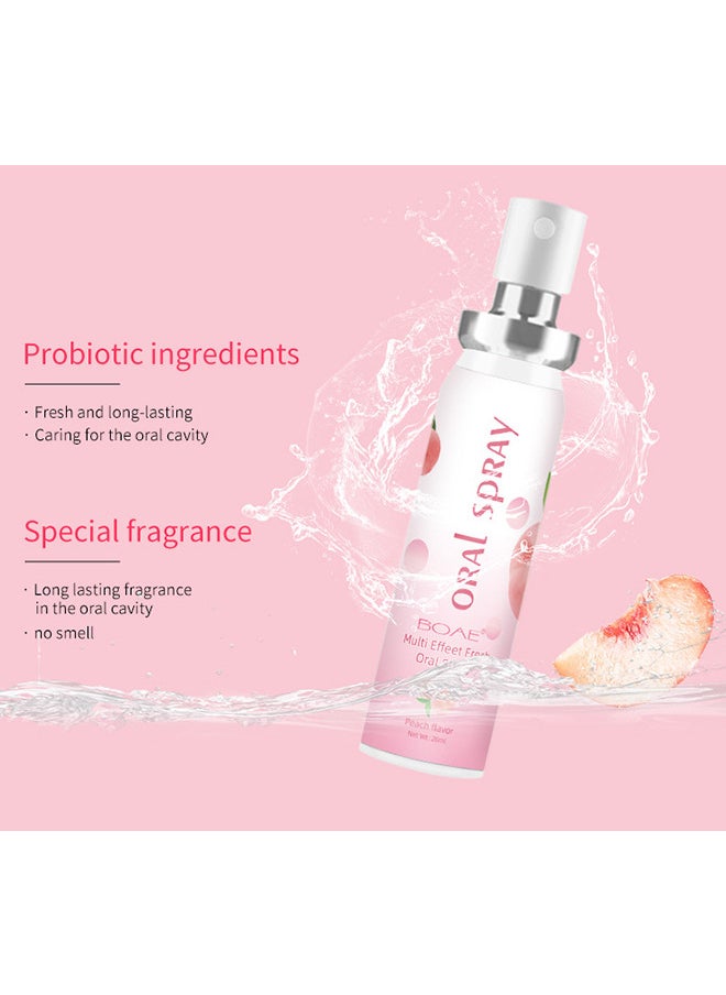 Multi Effeet Fresh Oral Spray 20ml, Bad Breath Treatment for Adults, White Peach Flavor Mouth Freshener, Effective Puriping Oral Air, Breath Freshener Spray, Oral Care Spray, Mouth Healthy Care