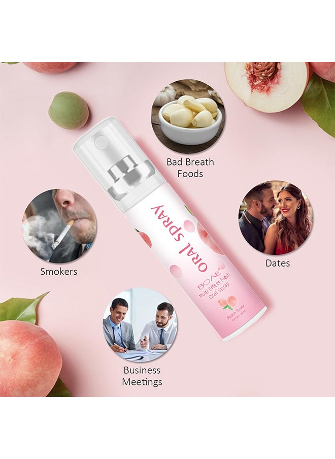 Multi Effeet Fresh Oral Spray 20ml, Bad Breath Treatment for Adults, White Peach Flavor Mouth Freshener, Effective Puriping Oral Air, Breath Freshener Spray, Oral Care Spray, Mouth Healthy Care