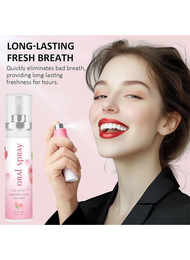 Multi Effeet Fresh Oral Spray 20ml, Bad Breath Treatment for Adults, White Peach Flavor Mouth Freshener, Effective Puriping Oral Air, Breath Freshener Spray, Oral Care Spray, Mouth Healthy Care