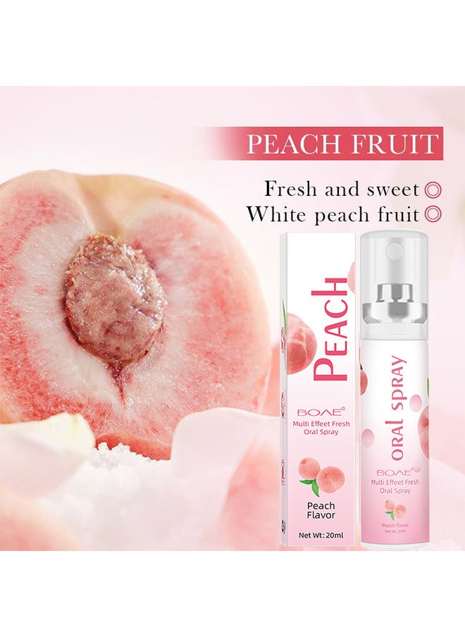 Multi Effeet Fresh Oral Spray 20ml, Bad Breath Treatment for Adults, White Peach Flavor Mouth Freshener, Effective Puriping Oral Air, Breath Freshener Spray, Oral Care Spray, Mouth Healthy Care