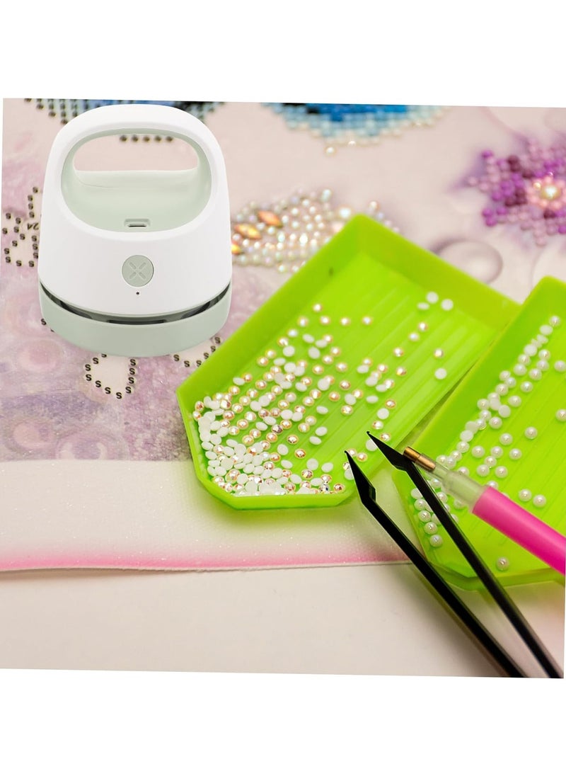 Mini Desk Vacuum USB Charging with Vacuum Nozzle Cleaning Brush Green
