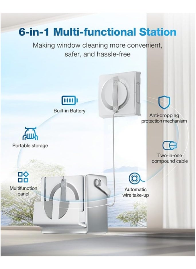 ECOVACS Winbot W2 Pro Omni Portable Window Cleaning Robot,Intelligent Cleaning with Three-Nozzle Wide-Angle Spray Technology,Win SLAM 4.0 Path Planning,Deep Edge Cleaning,5500Pa Suction Power,White