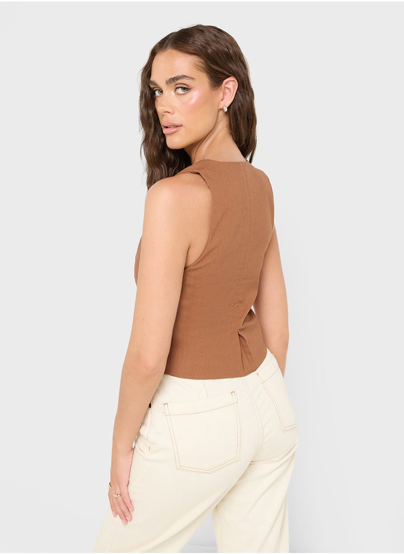 Lace Tie Up Detail Vest