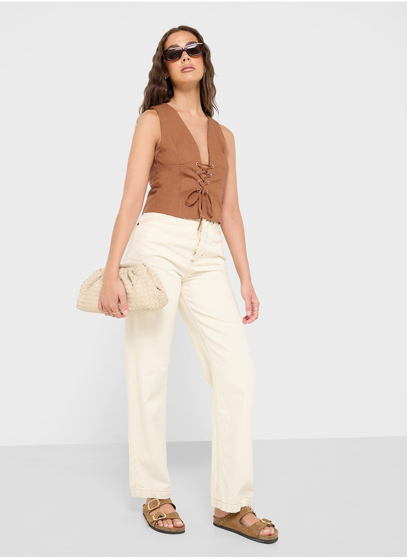 Lace Tie Up Detail Vest