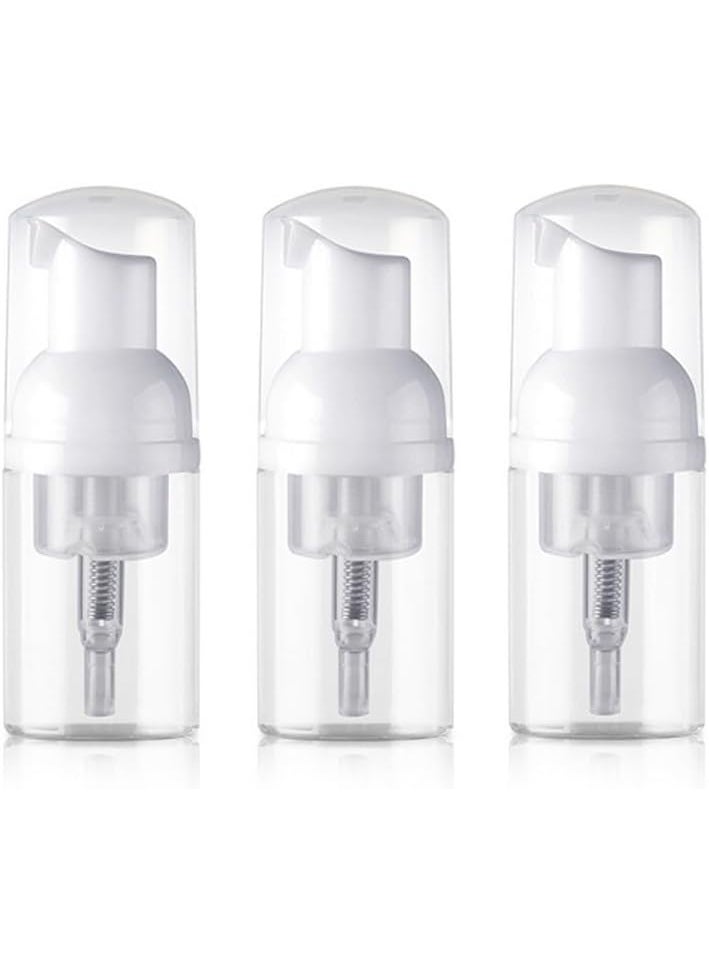 3 pcs 30ml 1oz Plastic Travel Foam Pump Bottle Travel Foaming Dispenser Soap Dispenser Bottles Cosmetic Containers for Hand Soap Shampoo Body Wash(Transparent)