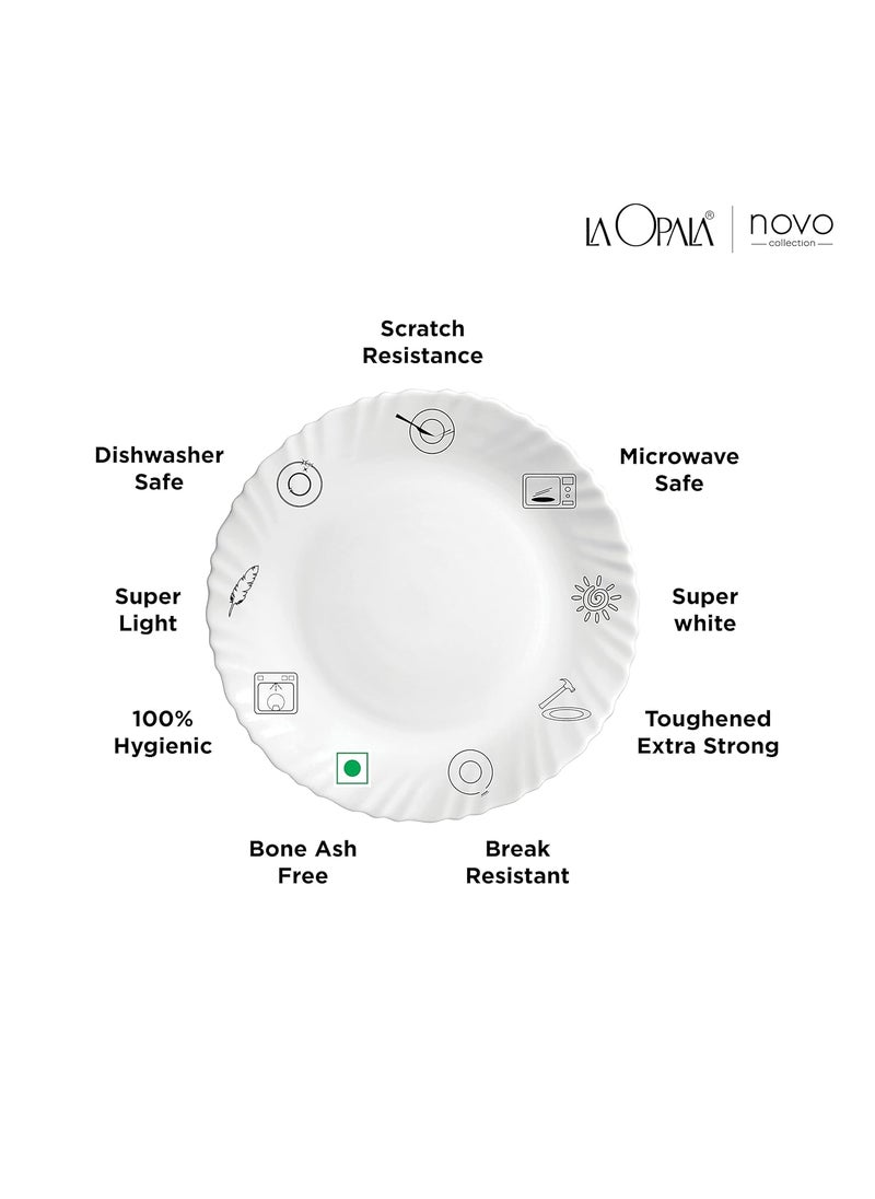 La Opala Novo Collection Opal Glass Crockery | for Family of 6 | Dinner Set 23 pcs English Lavender | Plates & Bowls for Dining | Microwave Safe | 100% Vegetarian | Extra Strong | Light & White