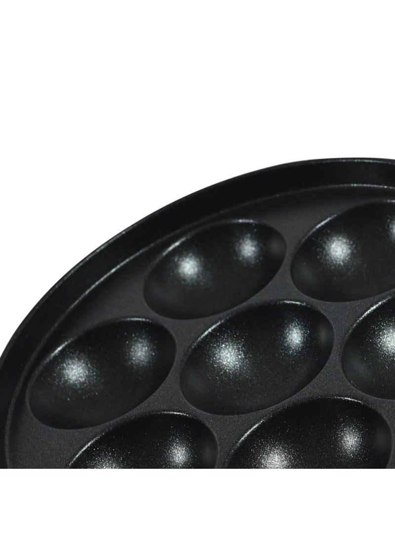 kyyte Non-Stick Alpha Panniyarkal with SS Lid 7 Pits, Gas Stove Compatible (Red).