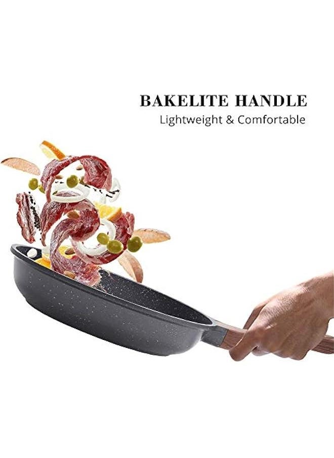 Nonstick Frying Pan Skillet, Swiss Granite Coating Omelette Pan, Healthy Stone Cookware Chef's Pan, PFOA Free (8/9.5/10/11/12.5 Inch) (10 Inch)