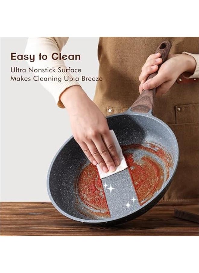 Nonstick Frying Pan Skillet, Swiss Granite Coating Omelette Pan, Healthy Stone Cookware Chef's Pan, PFOA Free (8/9.5/10/11/12.5 Inch) (10 Inch)