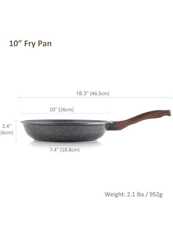 Nonstick Frying Pan Skillet, Swiss Granite Coating Omelette Pan, Healthy Stone Cookware Chef's Pan, PFOA Free (8/9.5/10/11/12.5 Inch) (10 Inch)