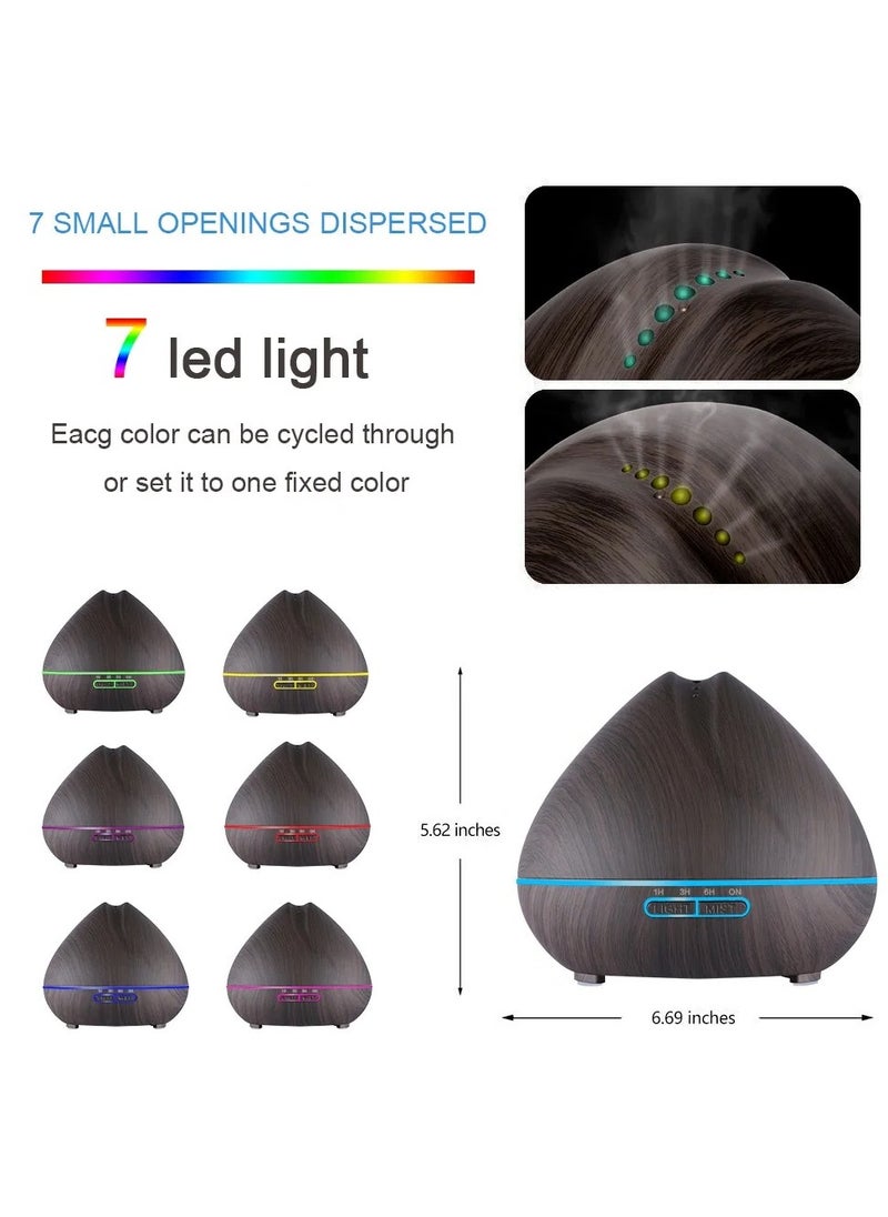 550ML Essential Oil Aromatherapy Diffuser Aroma Air Humidifier With Wood Grain Remote Control 7 Color LED Lights For Home Office