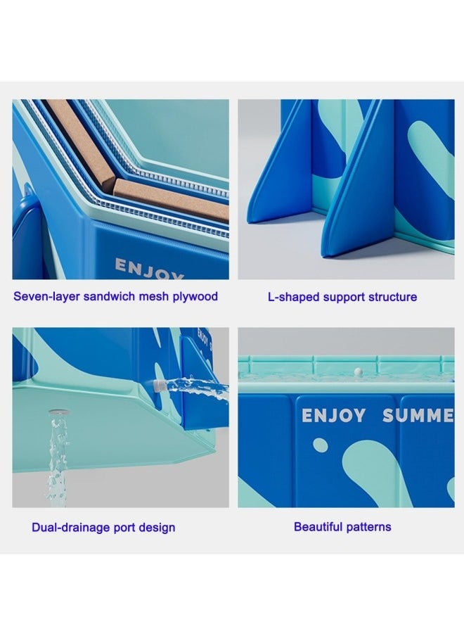 Folding Swimming Pool,Non-Inflatable Pool,Oversized Family Pool,Portable Swimming Pool,for Indoor,Outdoor,Garden,Summer Water Party,Give Swimming Ring(220 * 150 * 50cm)