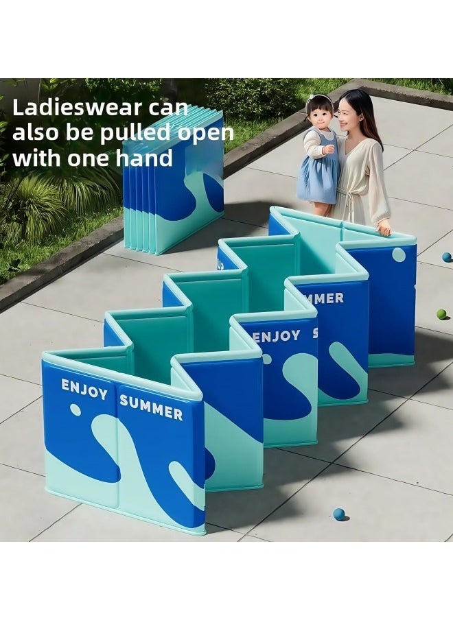 Folding Swimming Pool,Non-Inflatable Pool,Oversized Family Pool,Portable Swimming Pool,for Indoor,Outdoor,Garden,Summer Water Party,Give Swimming Ring(220 * 150 * 50cm)