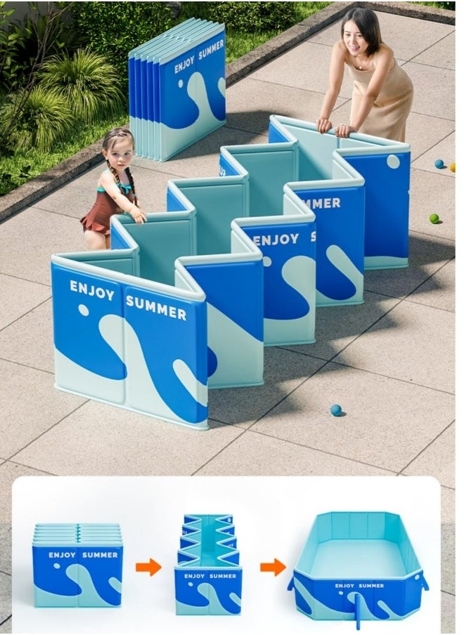 Folding Swimming Pool,Non-Inflatable Pool,Oversized Family Pool,Portable Swimming Pool,for Indoor,Outdoor,Garden,Summer Water Party,Give Swimming Ring(220 * 150 * 50cm)