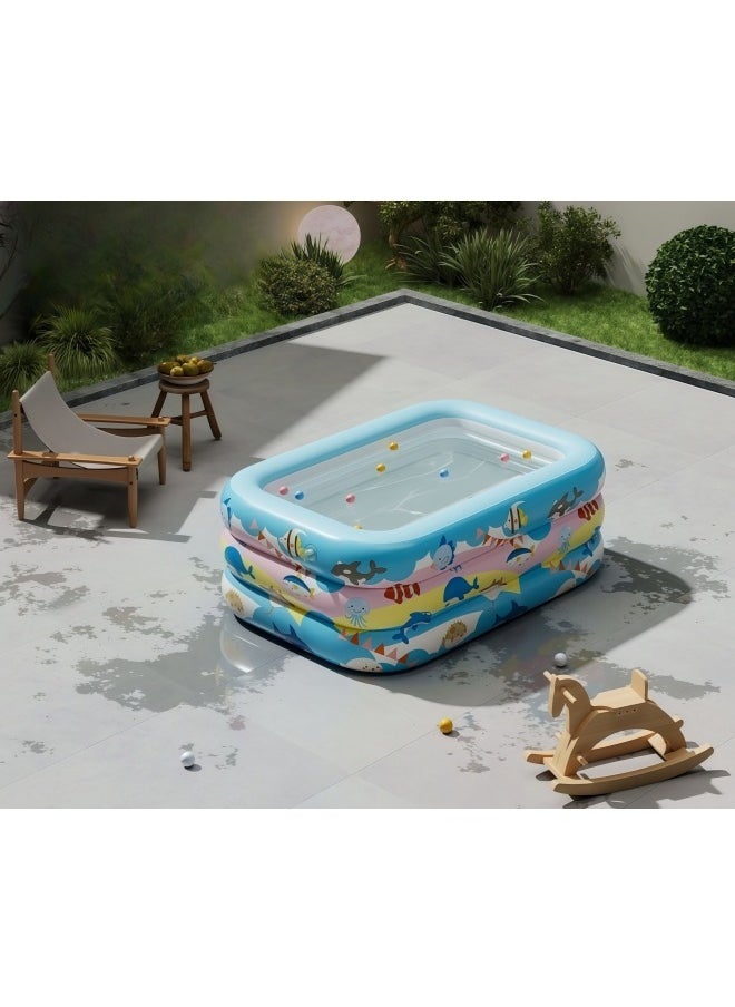 Inflatable Swimming Pool,Family Sized Inflatable Pool, Easy Setup Inflatable Pool,Inflatable Castle Water Park,Summer Water Party (Blue,2.1Meters)