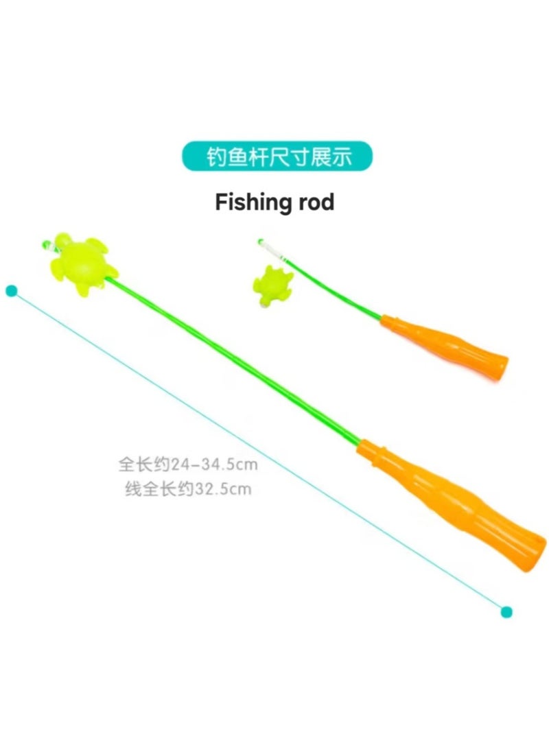 Parent-Child Fishing Toy Fishing Pond with Magnetic Fishing Set, Inflatable Mat, and 50-piece Fishing Kit for Kids