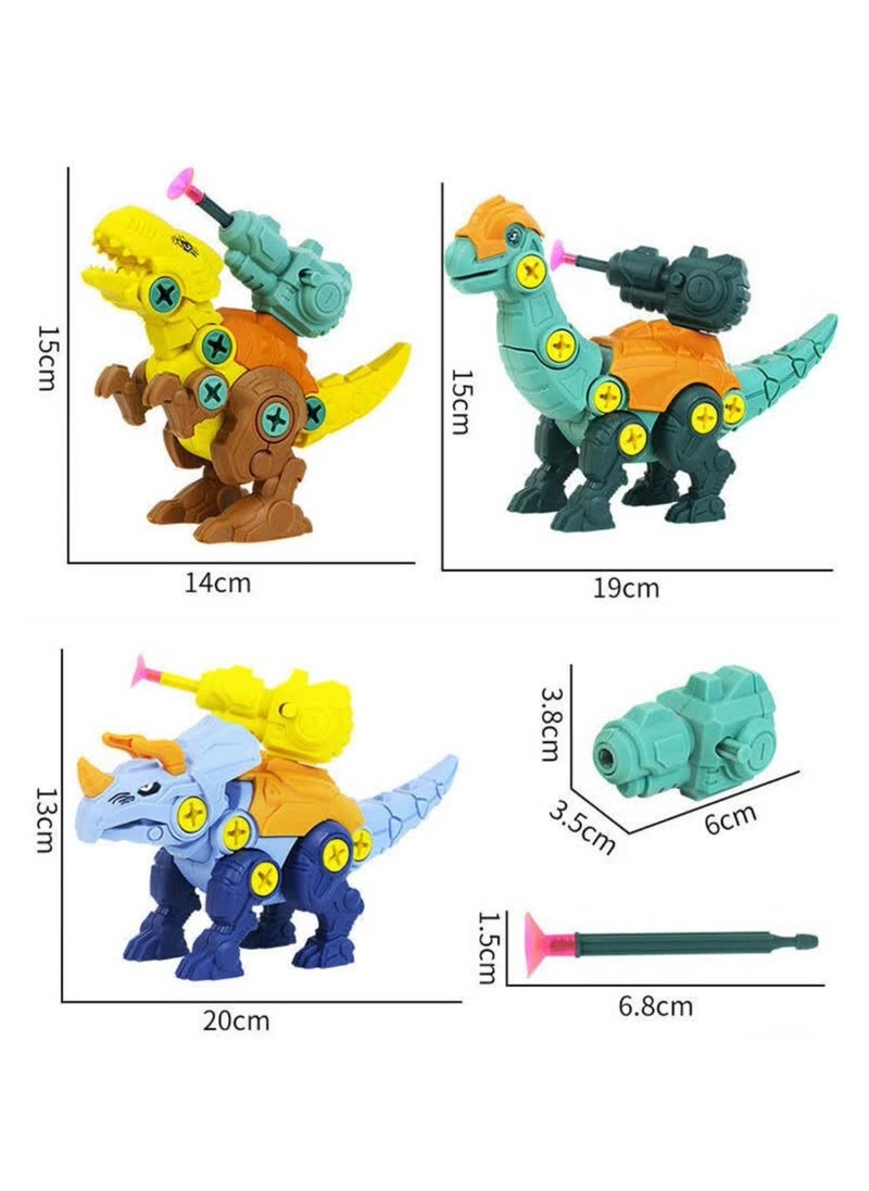 3-in-1 Dinosaur Building Blocks Toy for Kids, Screwdriver Assembly with Launcher, Perfect Birthday Gift for Boys