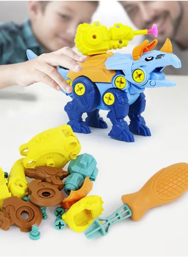 3-in-1 Dinosaur Building Blocks Toy for Kids, Screwdriver Assembly with Launcher, Perfect Birthday Gift for Boys