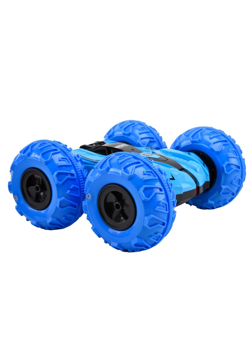 Addo Remote Control Inflate Wheels Stunt Car, Blue/Red | Twist & Flip Car | Rotating Car for Kids