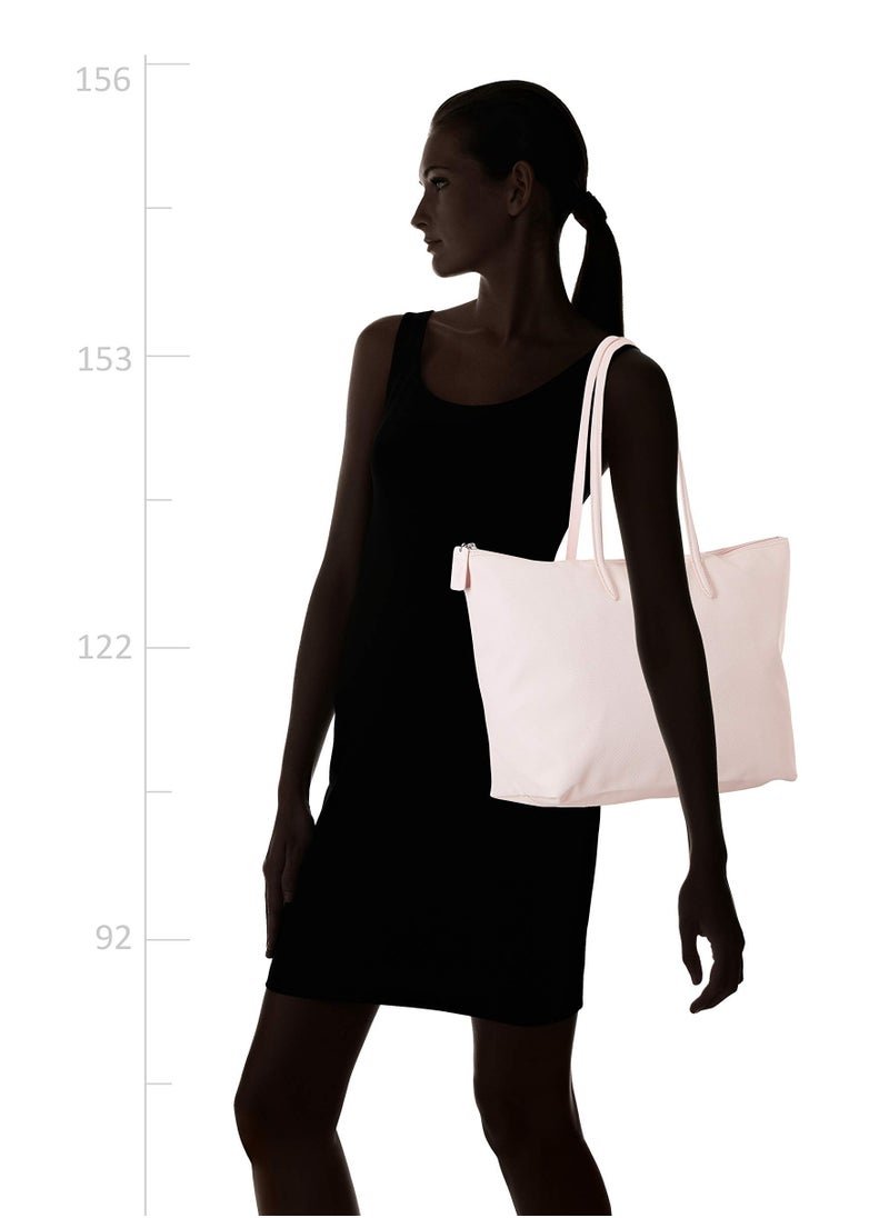 Lacoste bag Women's L12.12 Concept Fashion Versatile Large Capacity Large Size Zipper Handheld Shoulder Bag Tote Bag Large Pink 45cm * 30cm * 12cm