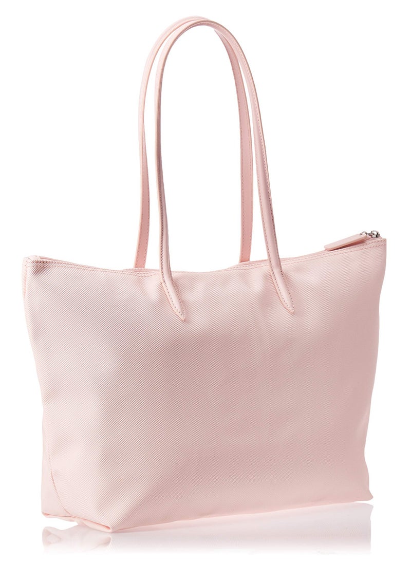 Lacoste bag Women's L12.12 Concept Fashion Versatile Large Capacity Large Size Zipper Handheld Shoulder Bag Tote Bag Large Pink 45cm * 30cm * 12cm