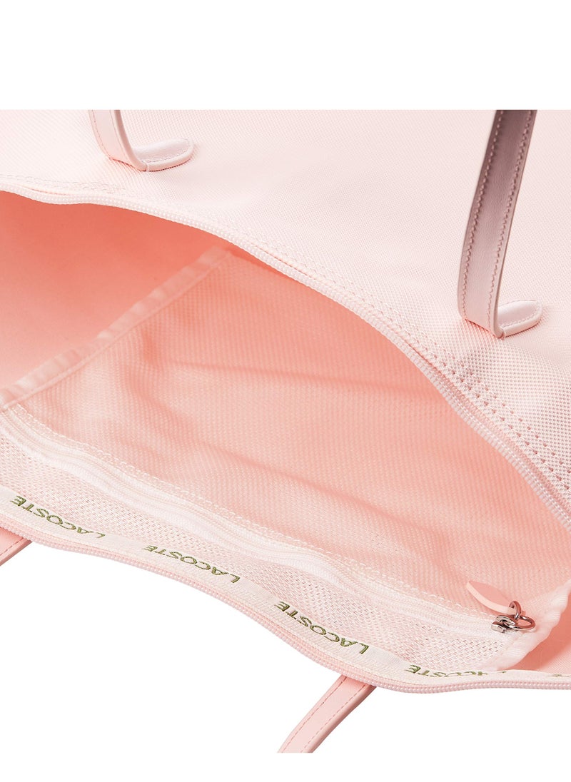Lacoste bag Women's L12.12 Concept Fashion Versatile Large Capacity Large Size Zipper Handheld Shoulder Bag Tote Bag Large Pink 45cm * 30cm * 12cm